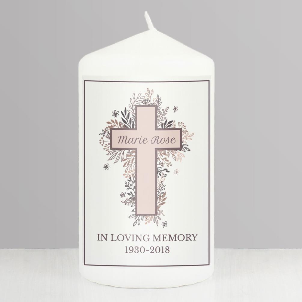 Personalised Floral Cross Pillar Candle Extra Image 3